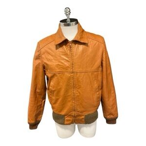 Vintage SILTON Men’s Sz 40 Butter Soft Leather Bomber Knit Waist  Sleeves Jacket